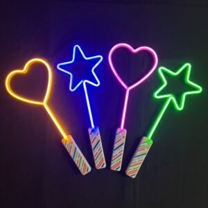 Neon Heart & Star Wands Plain Colours/Solid Colours -(Pack of 72 - New Lower Price £2.50 incl. VAT each) AJP-107 C3 Plain Colours/Solid Colours